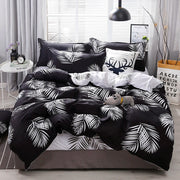 Housse de couette feuille de palmier réversible noir et blanc pour chambre d'enfant et adulte