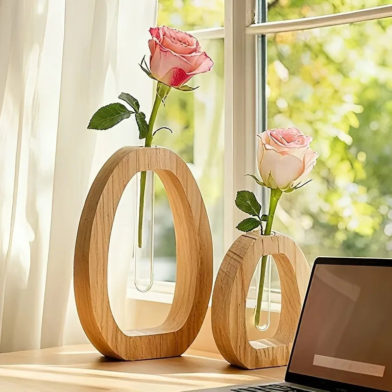 vases bois naturel verre transparent moderne minimaliste décoration maison