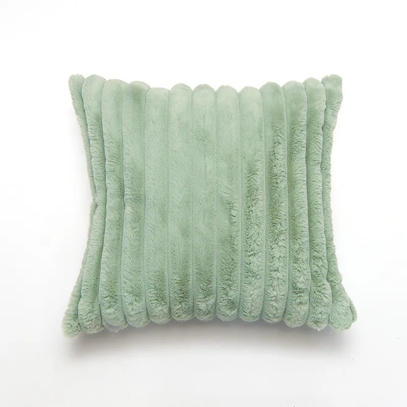 coussin décoratif moderne double face peluche rouge orange vert blanc rose