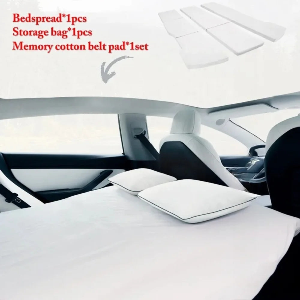 matelas voiture blanc doux coton tissu éponge sac rangement coussin ceinture mémoire foam camping