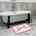 tapis bain blanc rose ruban doux moderne adhésif 40cm 50cm 60cm 80cm