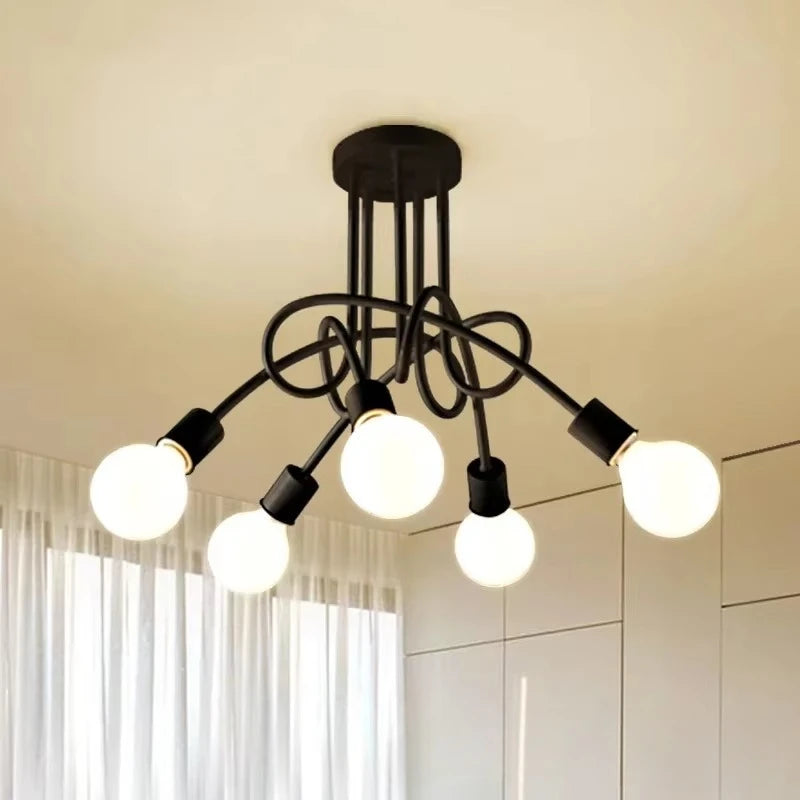 lampe suspendue moderne contemporaine têtes têtes noir blanc doré élégante