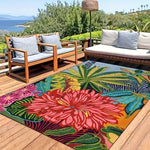 tapis fleurs exotiques moderne multicolore extérieur intérieur facile nettoyer résistant saleté anti dérapant salon