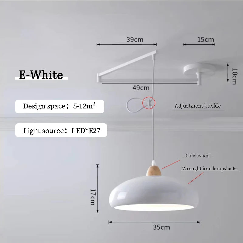 lampe suspendue moderne blanc noir flux lumineux led interrupteur bouton decoration chambre coucher