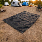 tapis sol camping vert foncé noir oxford robuste texture tissée pratique oeilletsextérieur camouflage