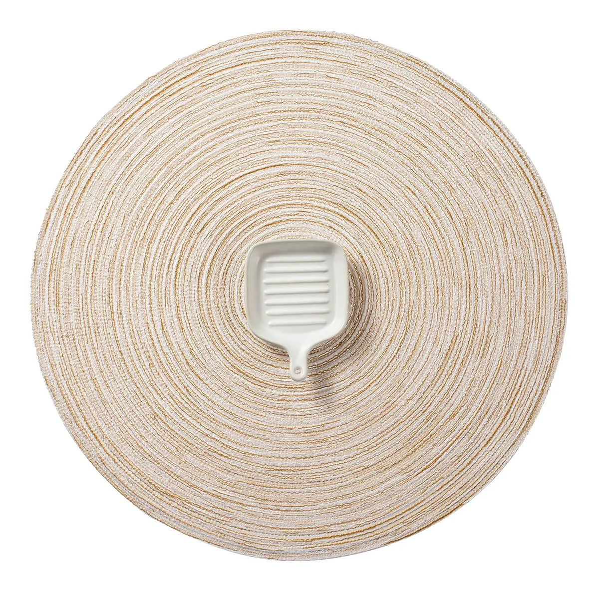 sets table tissés naturels spirales concentriques nappe ronde 12 pouces beige doré rustique résistants