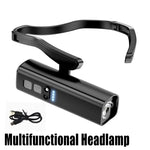 lampe frontale led rechargeable noire jaune modes luminosité réglable camping randonnée