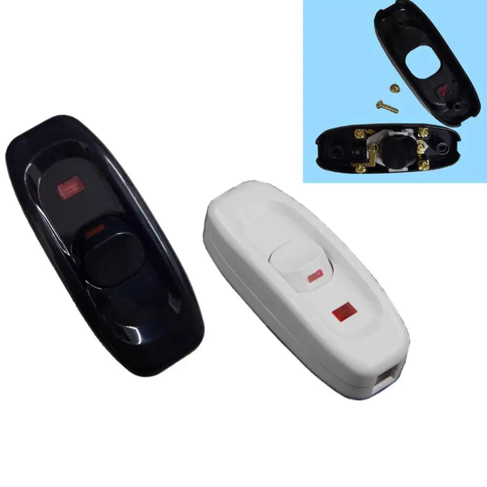 interrupteur câble alimentation lampe blanc noir bouton led rouge moderne minimaliste cordon table
