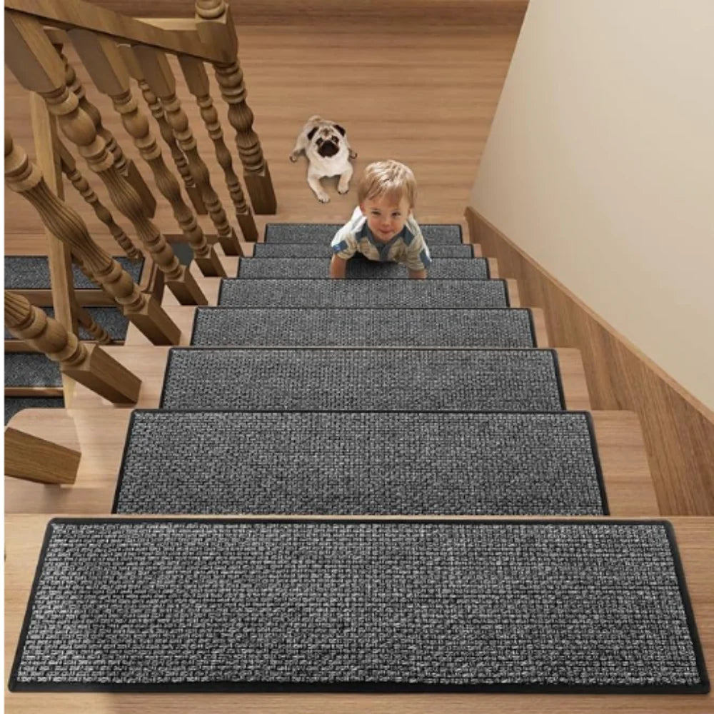 tapis d'escalier antidérapant polyester moderne gris clair gris foncé blanc beige