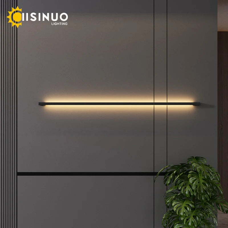 Applique murale LED allumée dans un salon contemporain