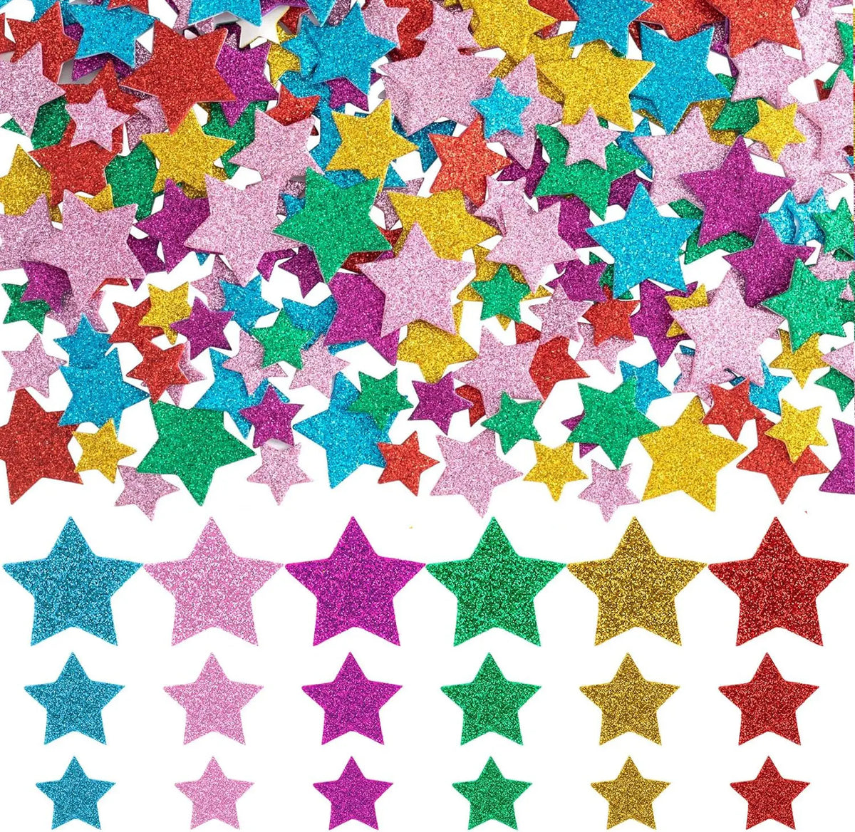 autocollants mousse pailletée étoiles multicolores adhésifs artisanaux jouets enfants artisans fournitures
