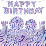 assiettes papier violet serviettes napkins gobelets plastique party purple hunter decorations anniversaire festifs moderne