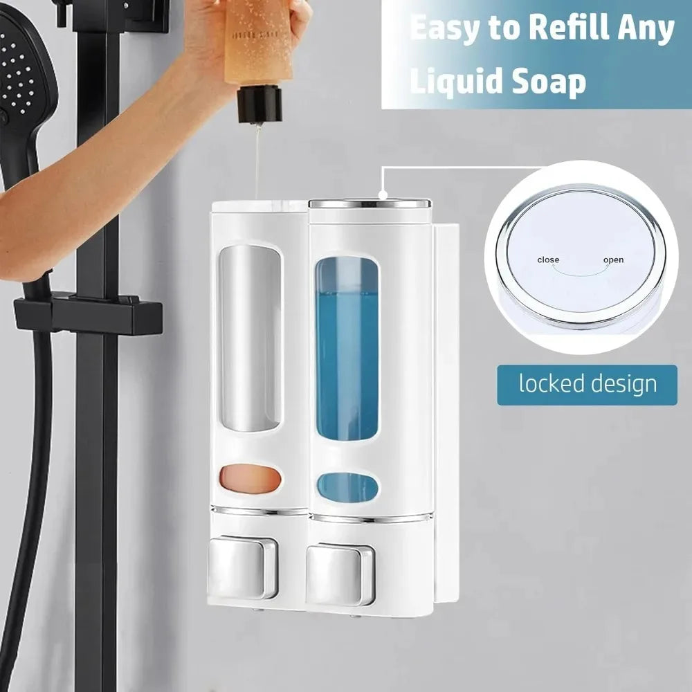 distributeur savon liquide noir or blanc moderne fixation murale bouton pression fenêtre niveau liquide