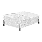 organisateur maquillage transparent moderne strass dorés pieds métalliques compartiment divisé fourre tout rechargeable pliable