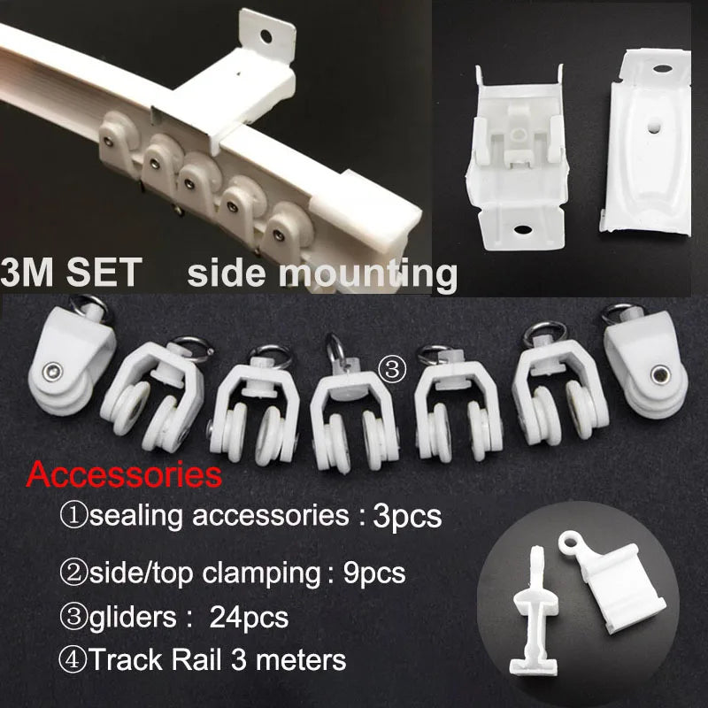 rideau glissière blanc moderne clips top clamping glissière flexible plastique 1m 2m 3m