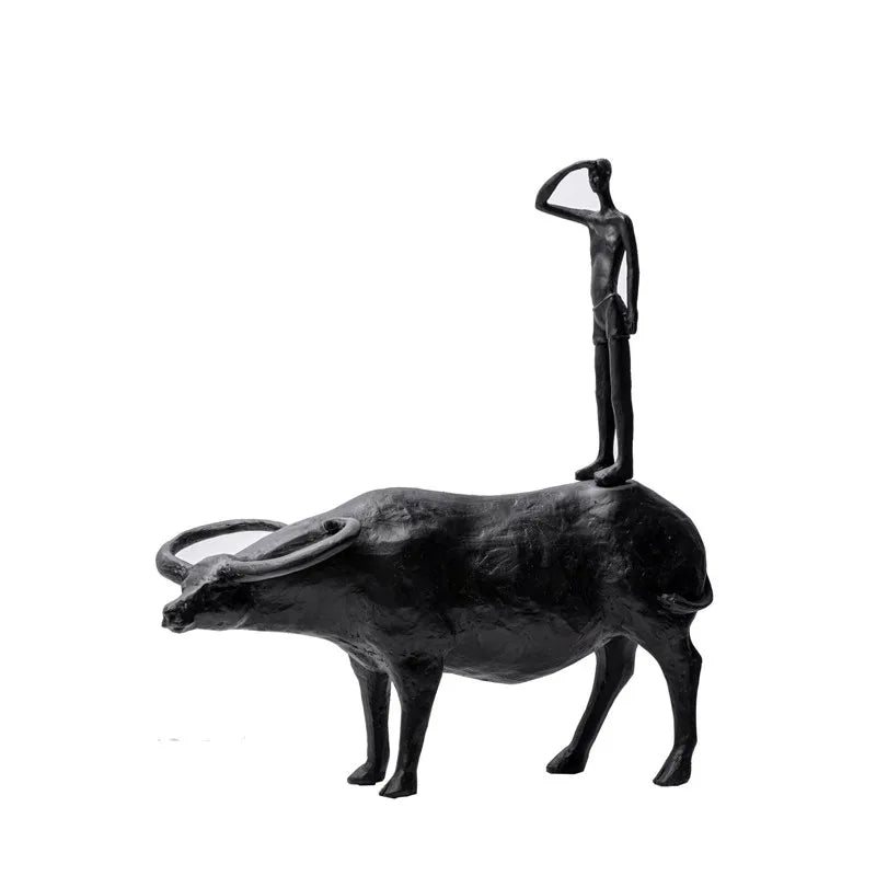 sculptures abstraites résine noir buffle figure humaine décoration intérieure moderne salon porche minimaliste