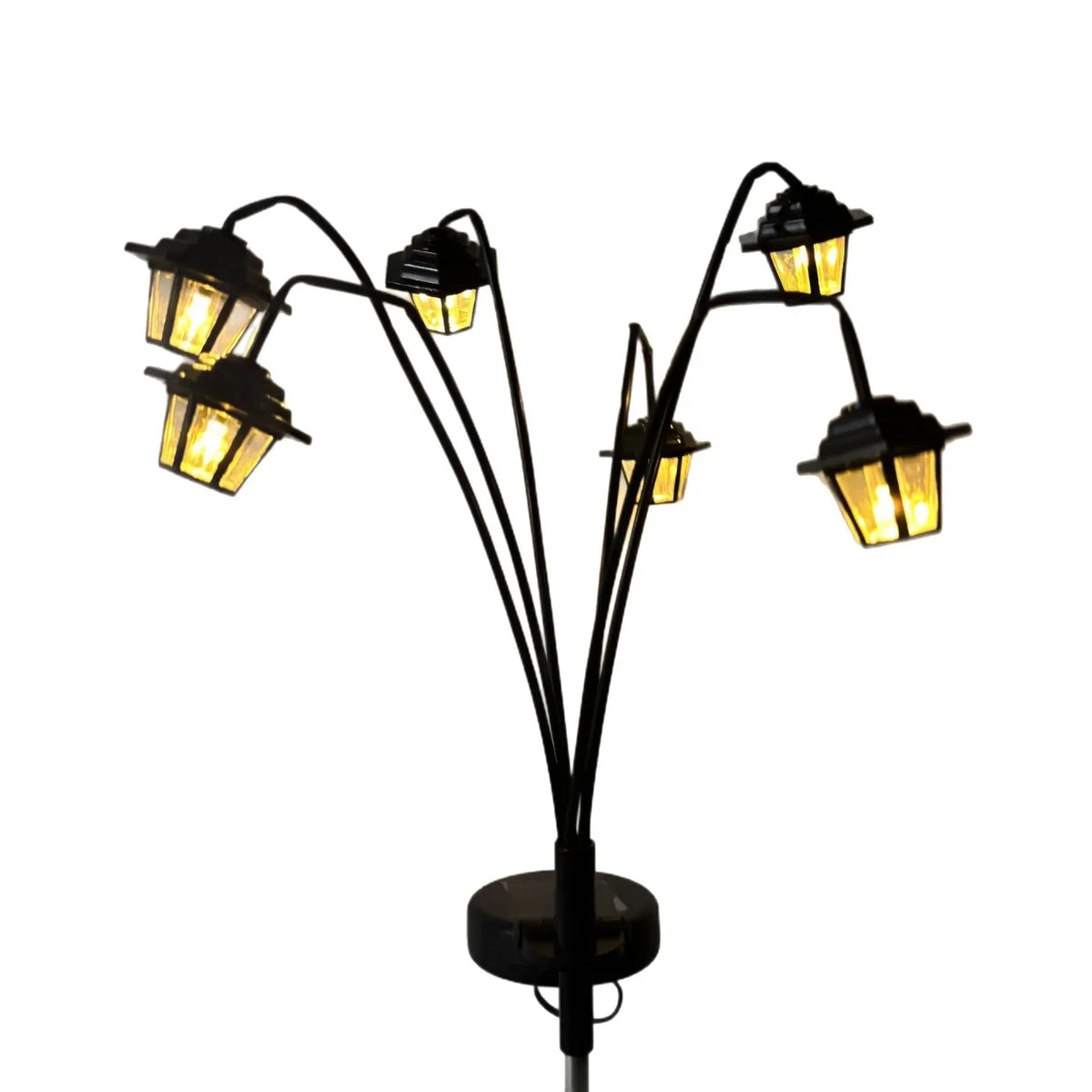 lanternes solaires vintage hexagonales LED noires lumière orangée jardin extérieur