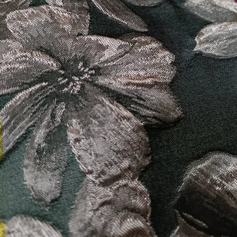 tissu polyester jacinthe fleurs stylisées résistance intempéries largeur 155cm couleurs bleu noir opacité