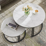 tables basses modernes marbre blanc gris pieds métalliques ensemble deux minimalistes assemblage
