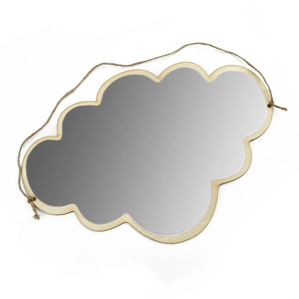 miroir nuage decoratif bois clair argent corde enfantine boheme chambre chevet dormir