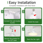 ventilateur moderne lampe led télécommande variateur vitesse luminosité blanc fixations vis