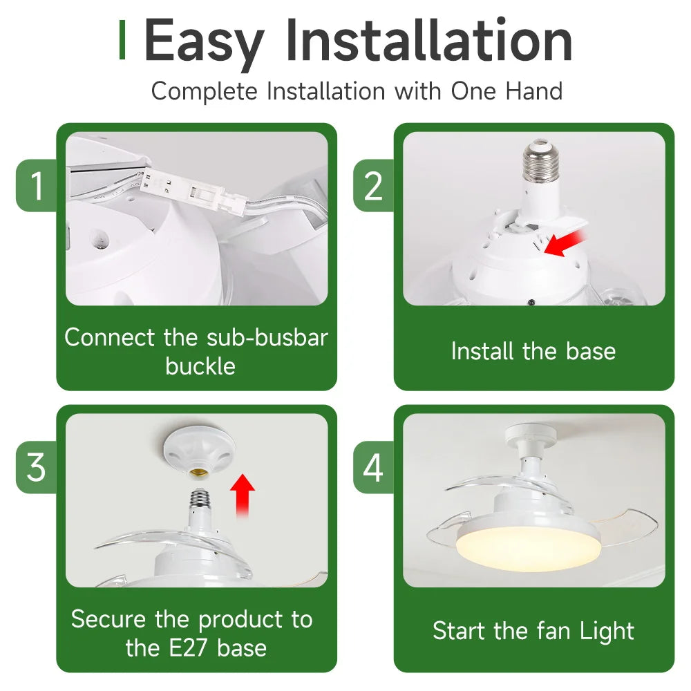 ventilateur plafonnier éclairage intégré moderne blanc pales incurvées télécommande E27 LED