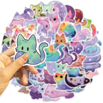 stickers dessin animé mignon galaxie étoiles pastel violet bleu rose orange vert noir adhésifs