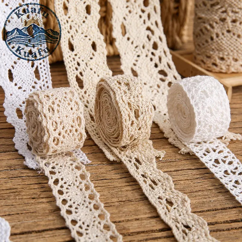 ruban dentelle coton beige motif floral vintage décoration mariage couture bricolage adhésif artisanal