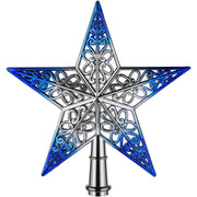 décoration noël étoile bleu transparente motif floral tige métallique élégante festivitésbranches sapin