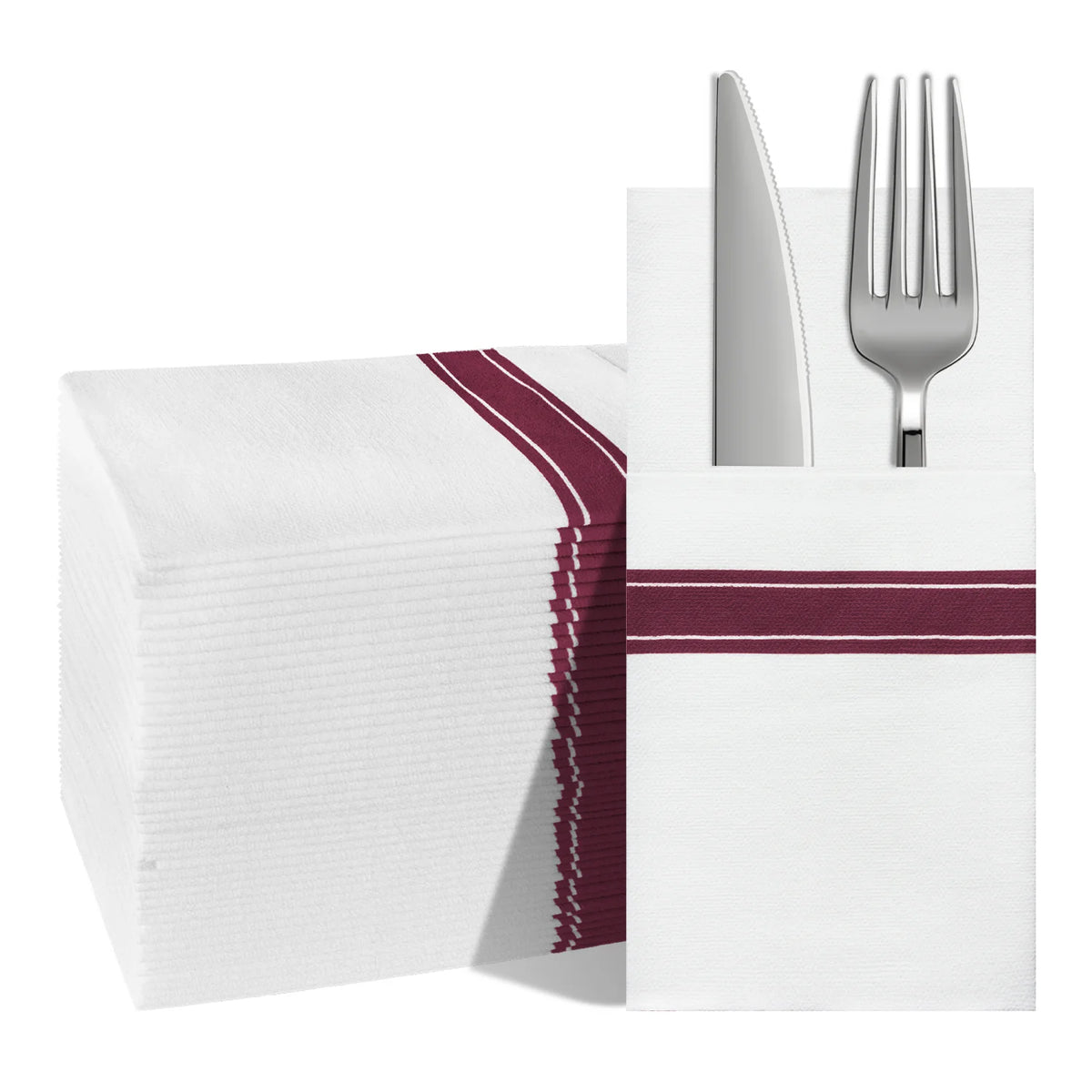 serviettes papier jetables moderne or rayées fourchette couteau absorbantes 16in pliées élégantes festival