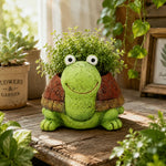 cache pot résine forme chien tortue lapin décoration table plantes animaux vert marron gris