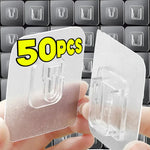 clips adhésifs transparents modernes support rangement sans trace acier inoxydable fixations murales doubles faces