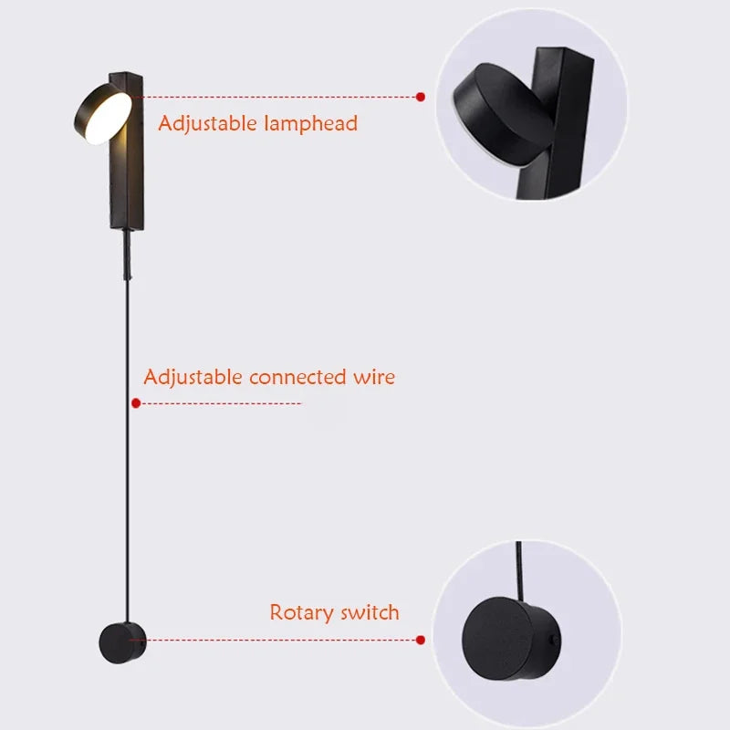 lampes murales modernes réglables noir doré led cuisine chambre salon