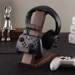 support jeu bois noir manettes casque rangement moderne chambre salon