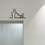 décoration murale moderne silhouette humaine toilette chat fleur papillon métal noir minimaliste