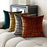 coussins décoratifs géométriques modernes polyester opaques vert foncé gris orange jaune fixés