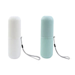 boîte brosse dents gris rose blanc rayures verticales moderne minimaliste respectueux environnement cordelette voyage