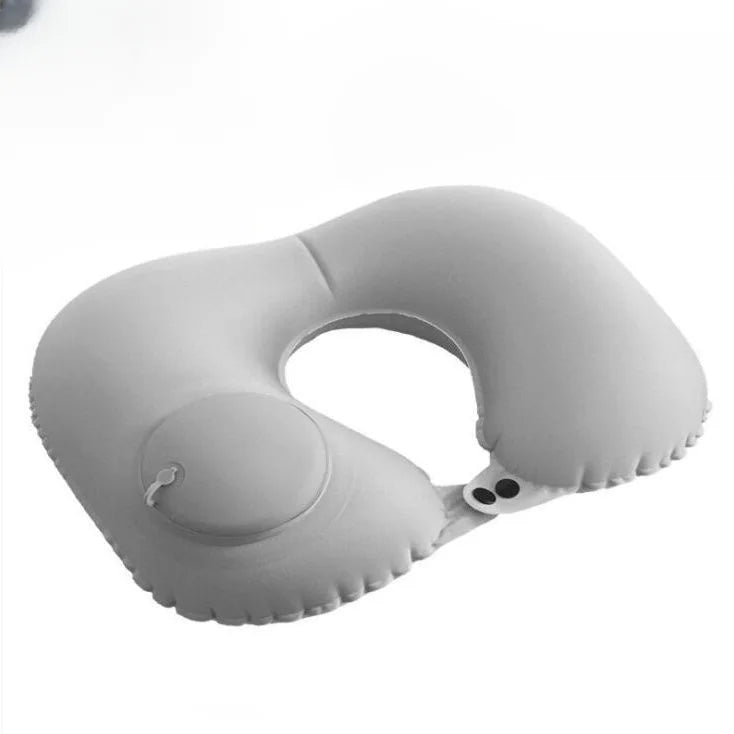 oreiller voyage forme coton gris doux ergonomique fixations voyage massage sieste portable extérieur