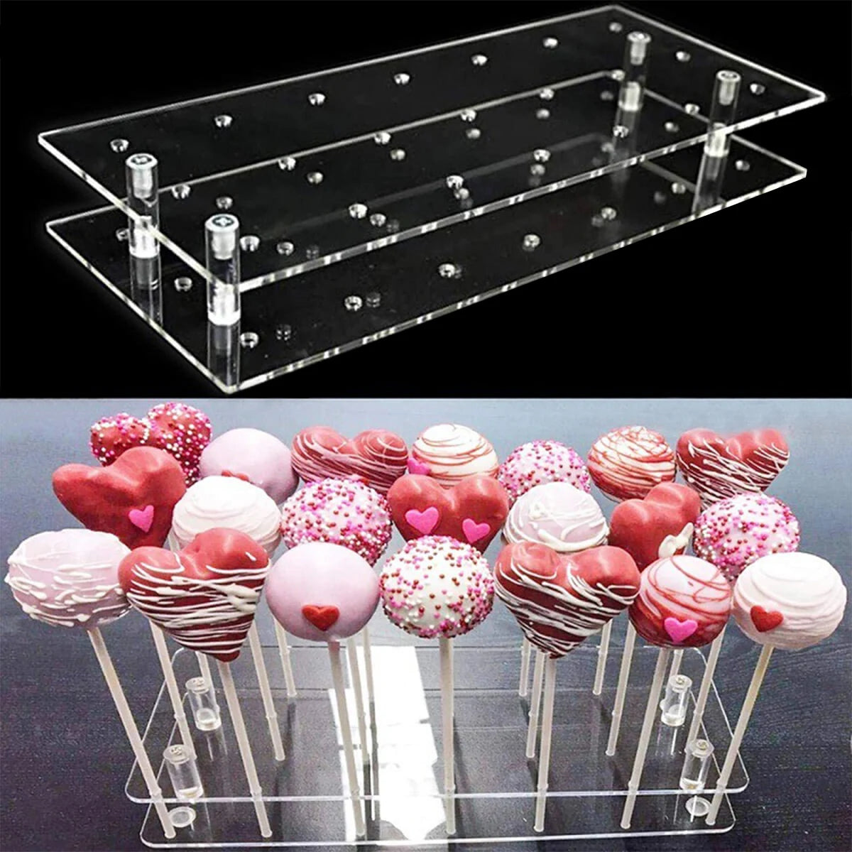 présentoir transparent cake pops lollipops 21 trous niveaux moderne festif