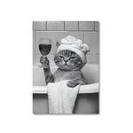 affiche moderne toile imprimée chats humoristiques salle bains toilettes décoration mur sans cadre