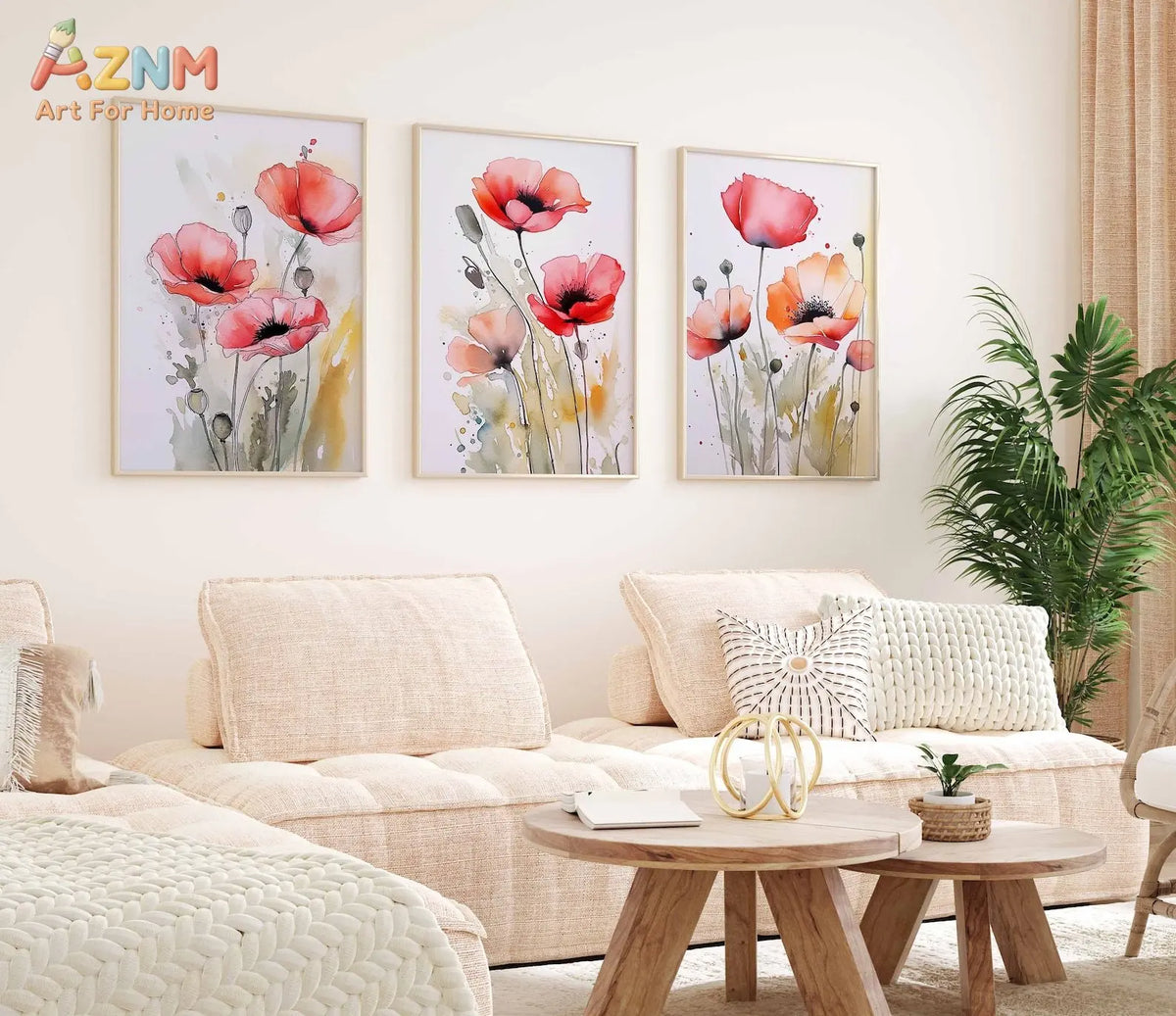 tableau floral abstrait moderne rouge blanc vert toile cadre boissetSize variable jusqu'à 50x70cm