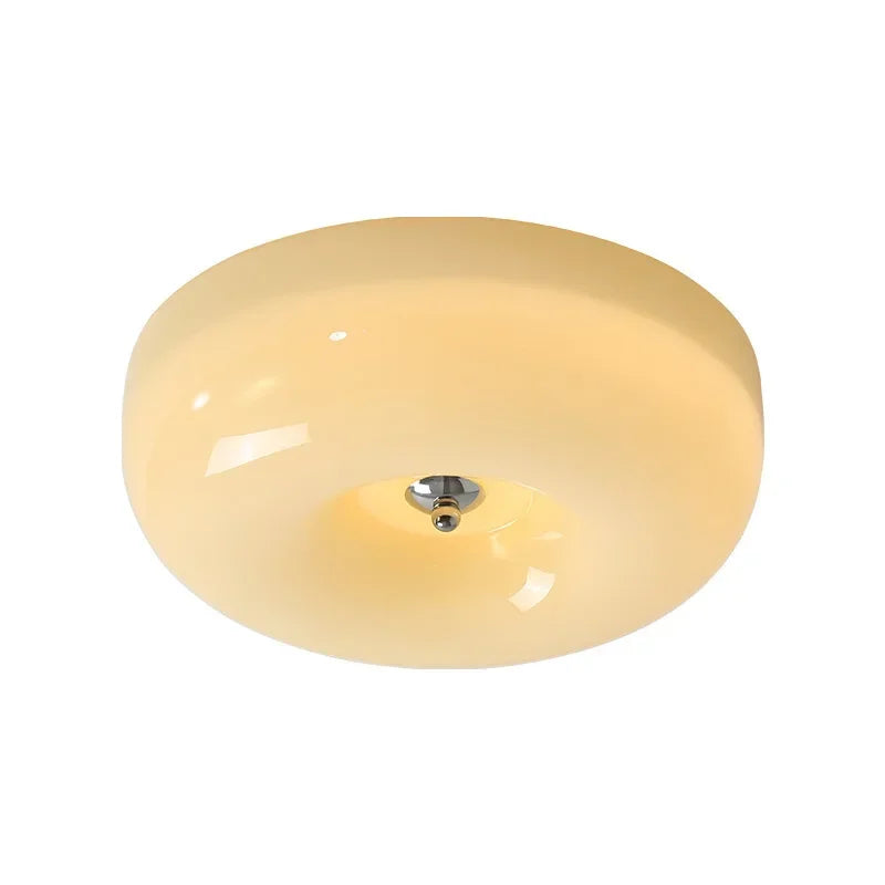 plafonnier moderne verre blanc beige acier inoxydable lumière led neutre chaude blanche