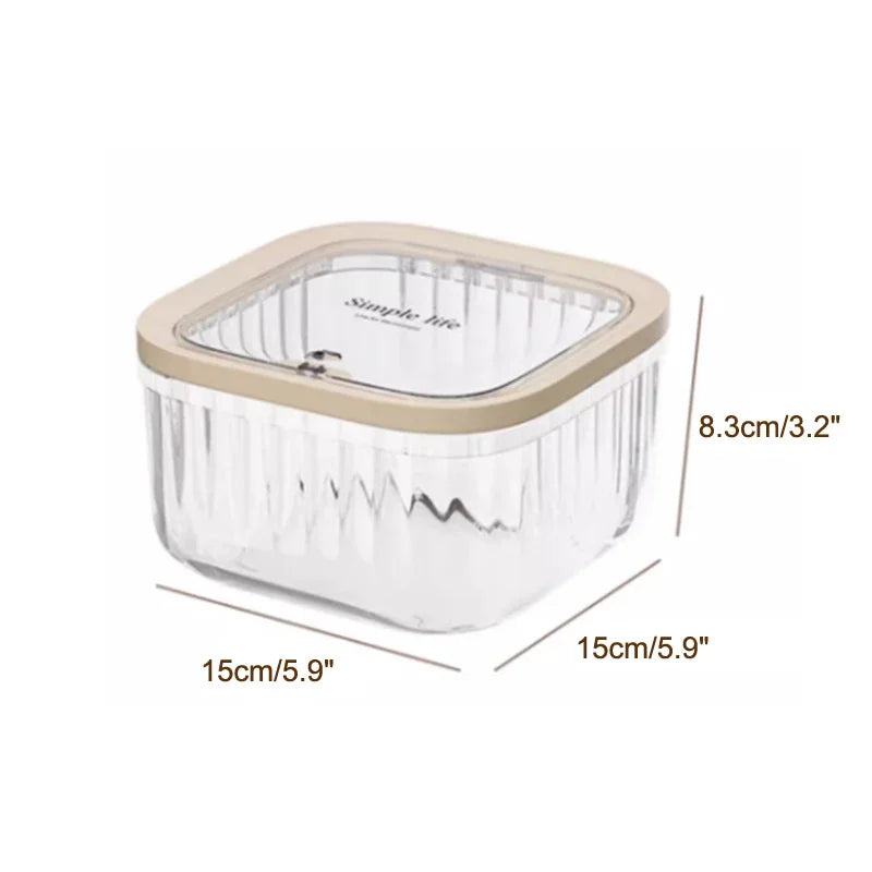 boîte rangement transparente moderne lessive rayées grande capacité humidité resistant 15cm 15cm 8.3cm