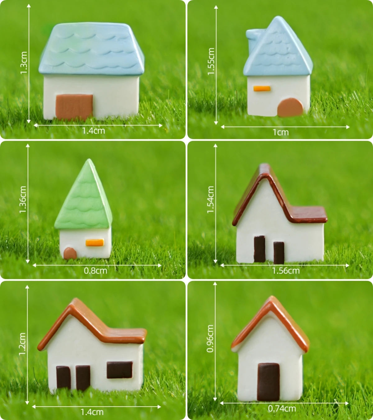 décoration miniatures maison blanc brun bleu vert orange toits vagues minimaliste cartoon like
