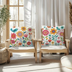 housse coussin motif floral moderne polyester blanc décoration chambre canapé douce 45x45cm