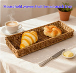 panier tressé marron clair rustique boîte rangement plateau fruits collations thé.storage handwoven rectangular