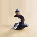 diffuseur d'encens poterie moderne motifs floraux noir gris beige