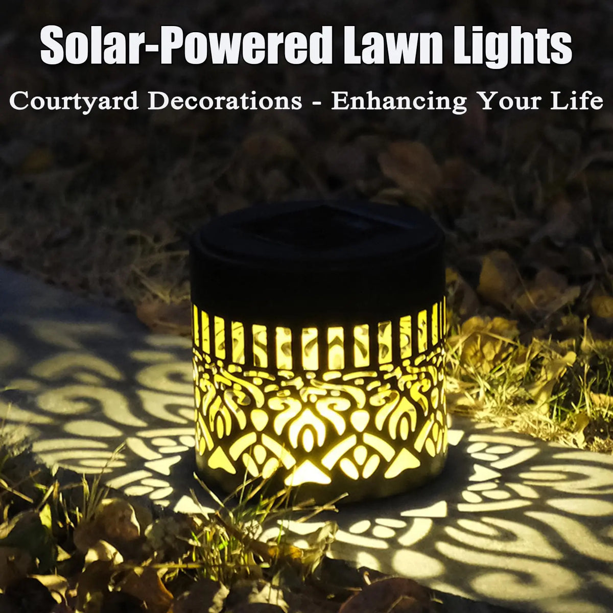lampe solaire extérieure ip65 moderne mandala noir doré décoration murale festive led