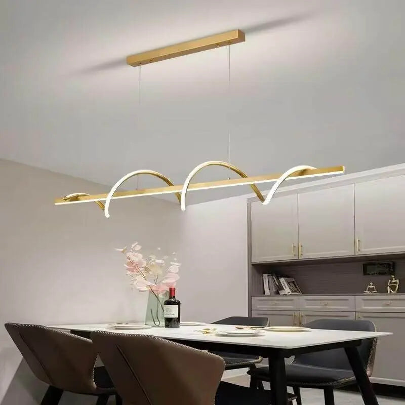 Suspension lumineuse moderne ornement ondulé or blanc noir moderne chambre salon