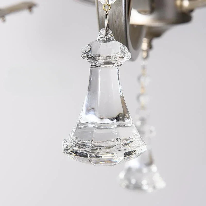 lustre pendentif nickel cristaux transparents classique baroque salon restaurant